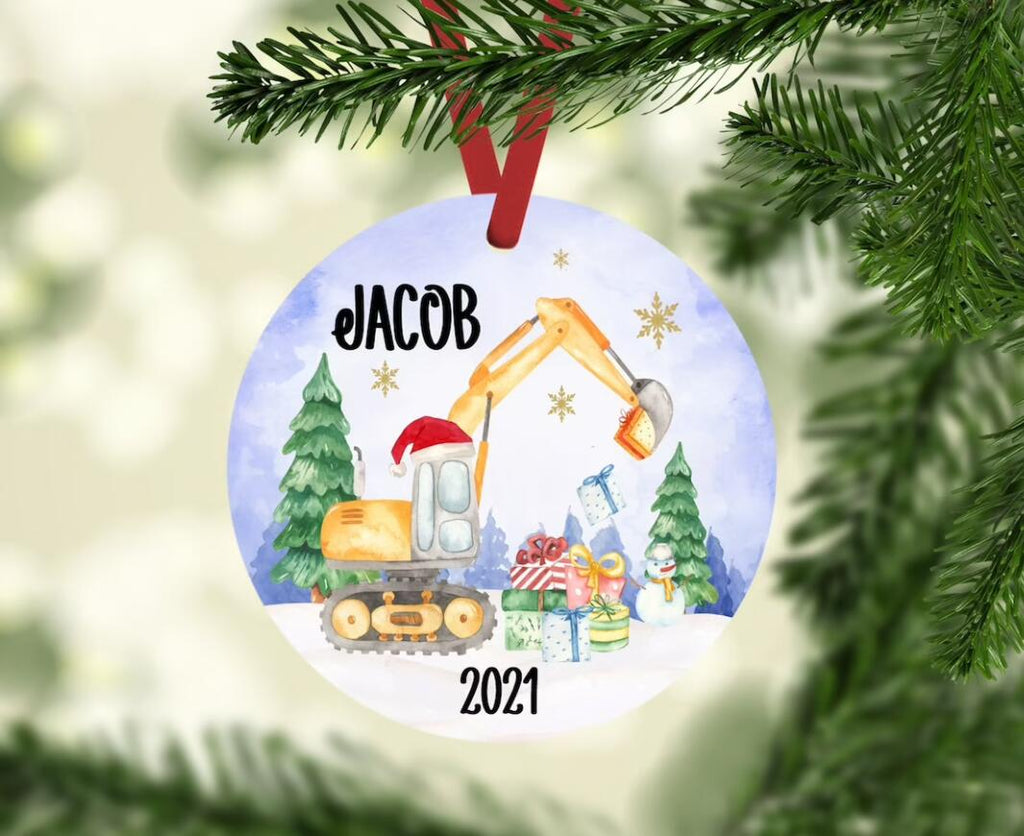 Excavator Christmas Ornaments | Excavator Personalized Ornament| Kids Personalized Christmas Ornaments for Kids